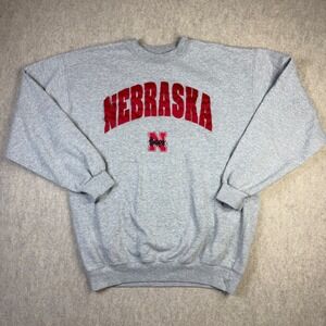 Vintage Nebraska Cornhuskers Sweatshirt Mens Medium Gray Dodger Made in USA Ncaa